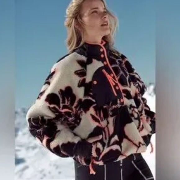 Free People Movement Hit The Slopes Printed Pullover Rocky Ridge Magnolia - Picture 1 of 12